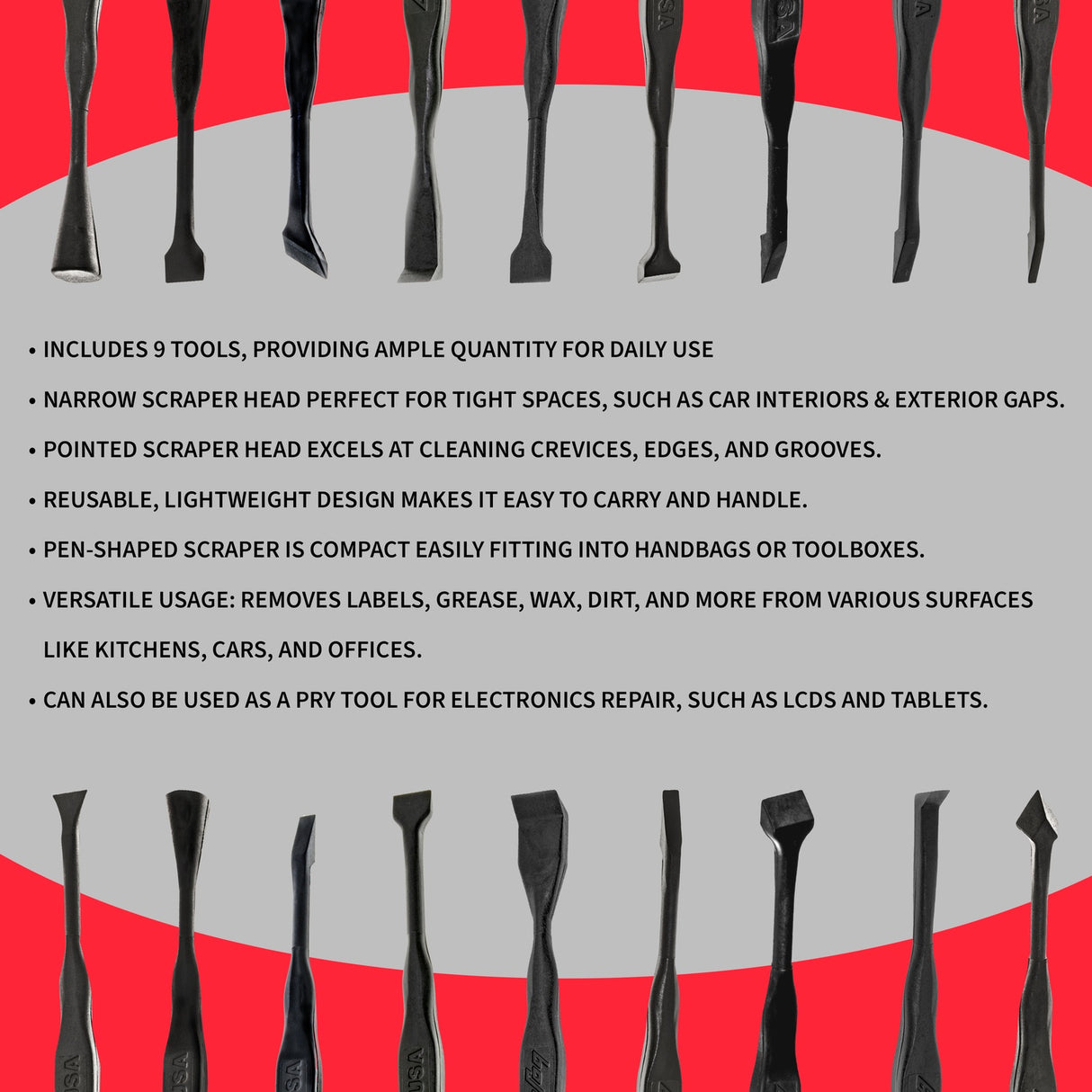 MST2-FT9-FINE: 9-Piece Compact Scraping and Micro Prying F1 Kit