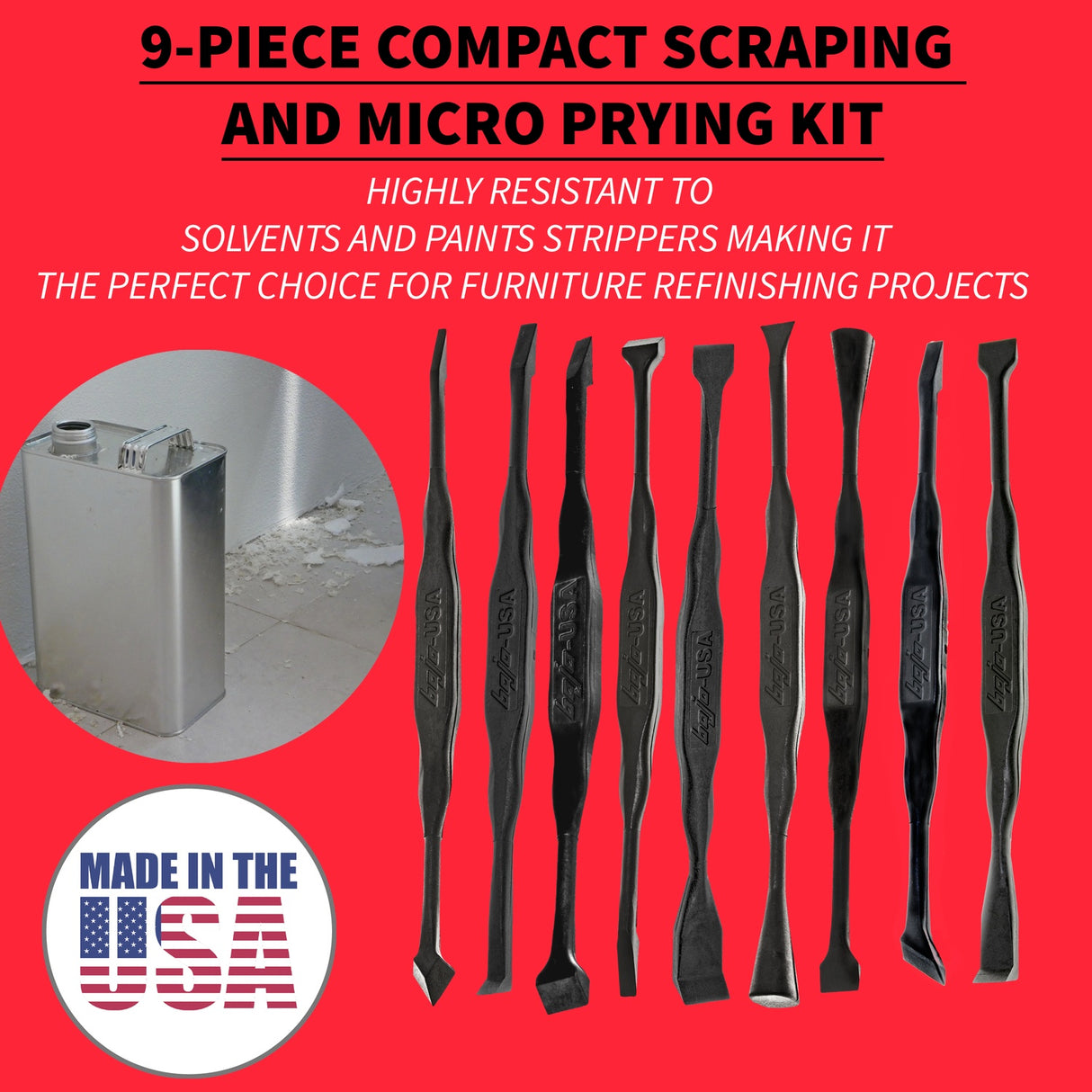 MST2-FT9-FINE: 9-Piece Compact Scraping and Micro Prying F1 Kit