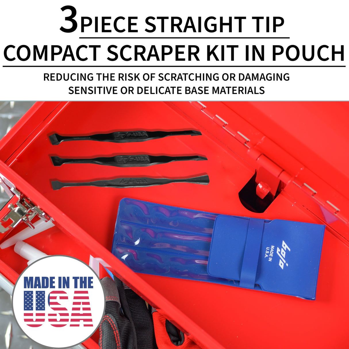 MST2-3KIT2-XNGL: 3-Piece Straight Tip Compact Scraper Kit in Pouch