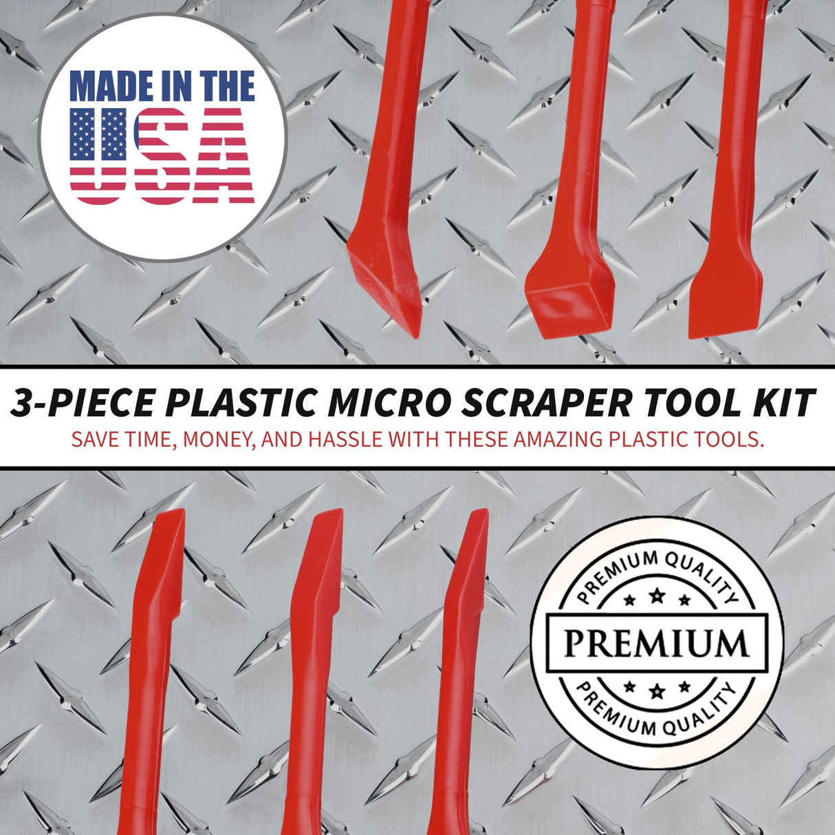MST2-3KIT3-CEL: 3-Piece Plastic Micro Scraper Tool Kit in Pouch