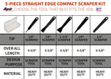 ITH-TPKSUK2-XNGL: 5-Piece Compact Straight Edge Scraper Kit