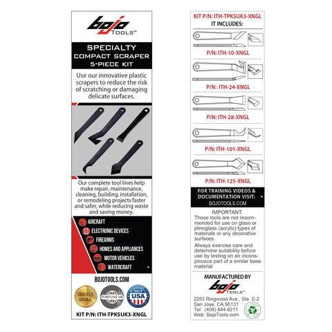 Image of ITH-TPKSUK3-XNGL: Bojo Tools 5-Piece Specialty Compact Scraper Kit