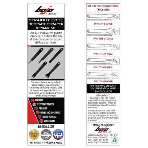Image of ITH-TPKSUK2-XNGL: Bojo Tools 5-Piece Straight Edge Compact Scraper Kit