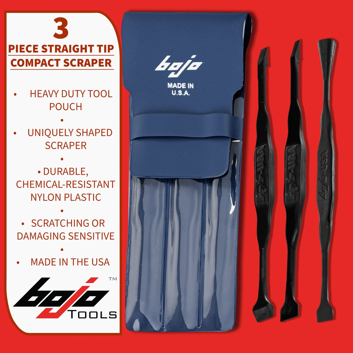 MST2-3KIT2-XNGL: 3-Piece Straight Tip Compact Scraper Kit in Pouch