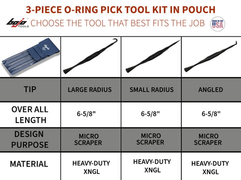 Image of ORT2-3KIT3-XNGL: 3-Piece O-Ring Pick Tool Kit 3 in Pouch