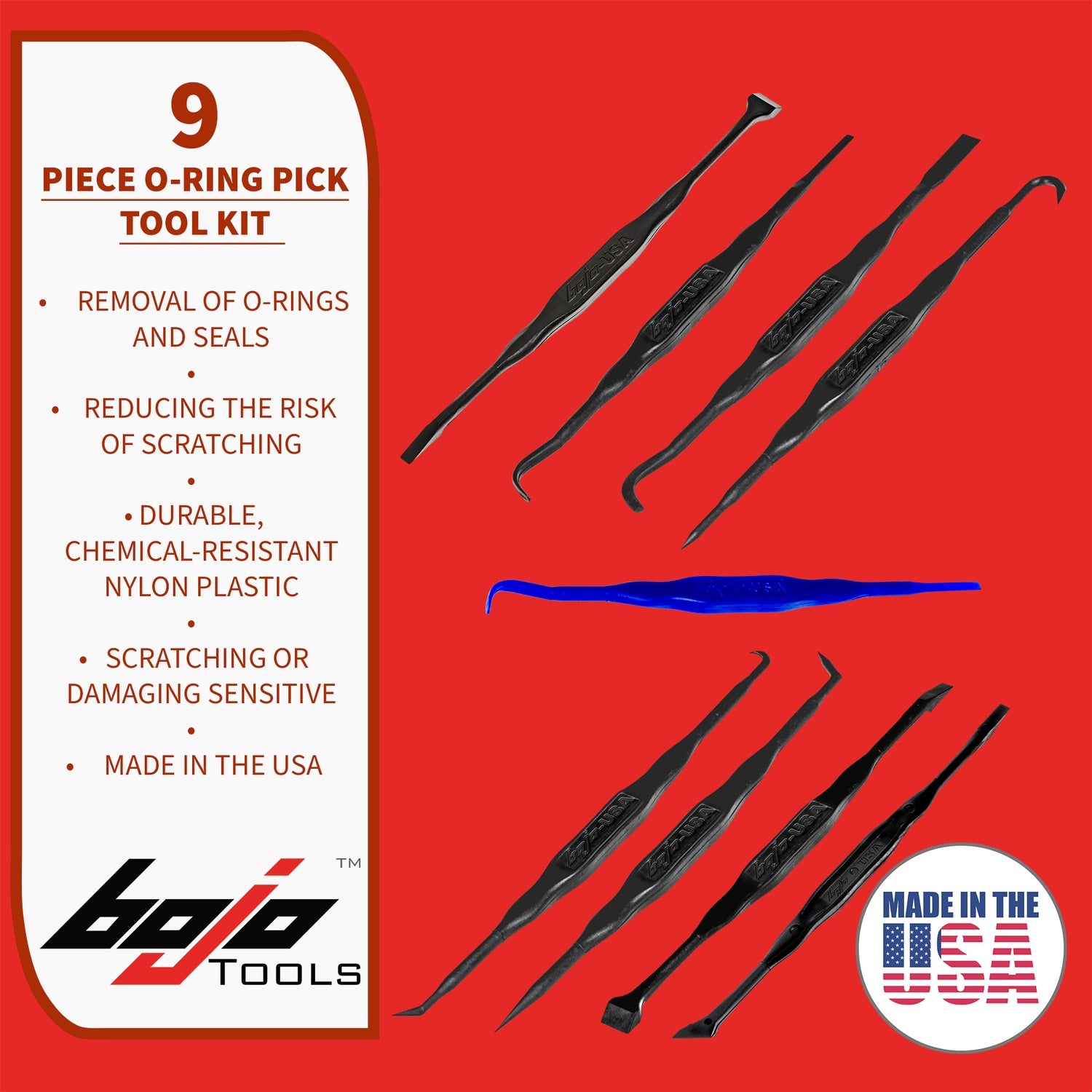 ORT2-ORT9-ORING: 9-Piece ORT9 O-Ring Tool F1 Kit – Bojo Tools